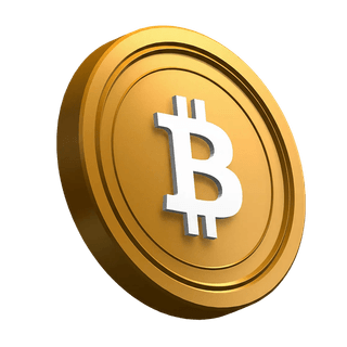 Bitcoin (BTC) coin tilted within the hero section layout